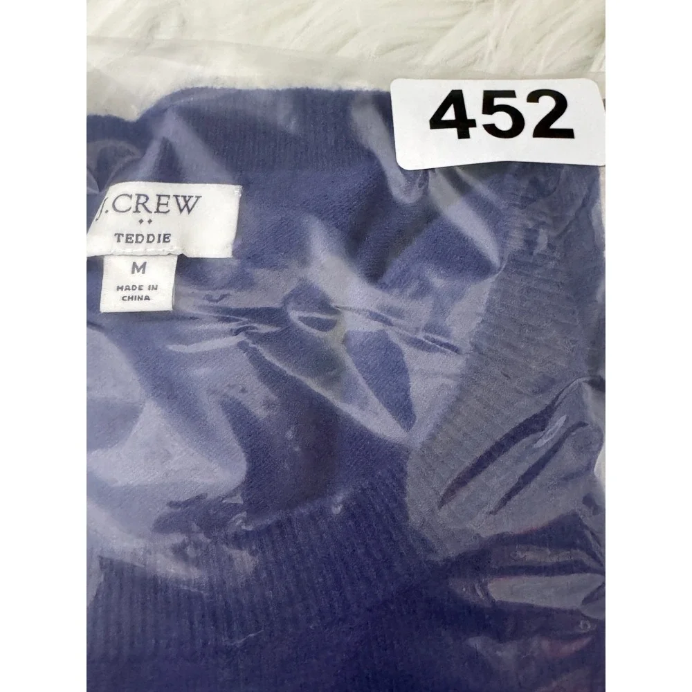 J.Crew Teddie Royal Blue Cotton Wool Blend Crewneck Sweater Mens Medium 452